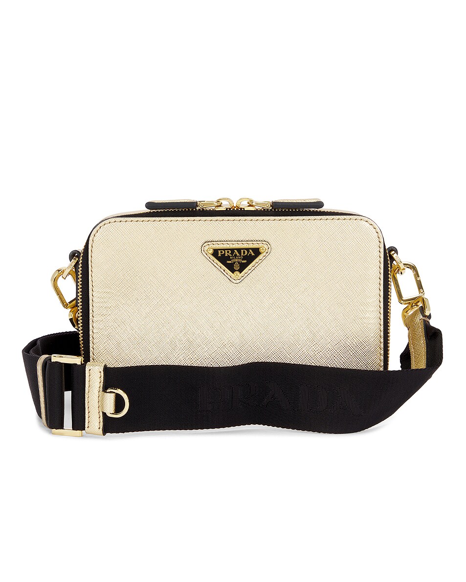 Image 1 of FWRD Renew Prada Brique Saffiano Shoulder Bag in Gold