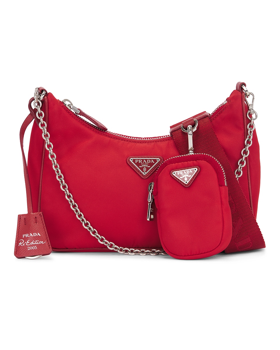 Image 1 of FWRD Renew Prada Re-Edition 2005 Re-Nylon Shoulder Bag in Red