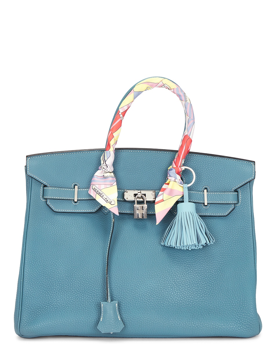 Image 1 of FWRD Renew Hermes Clemence Birkin Retourne 35 Handbag in Bleu Jean