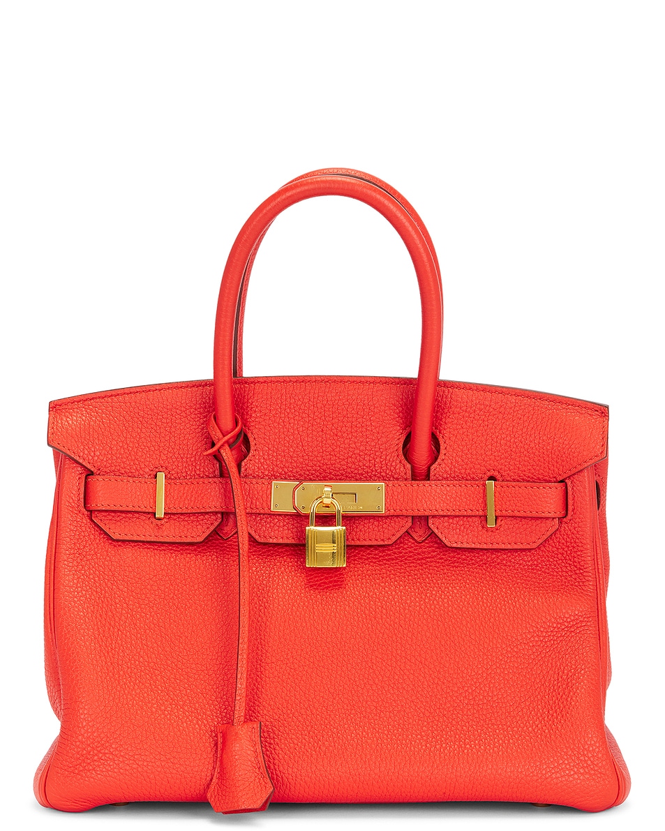 Image 1 of FWRD Renew Hermes Clemence Birkin 30 Retourne Handbag in Rouge