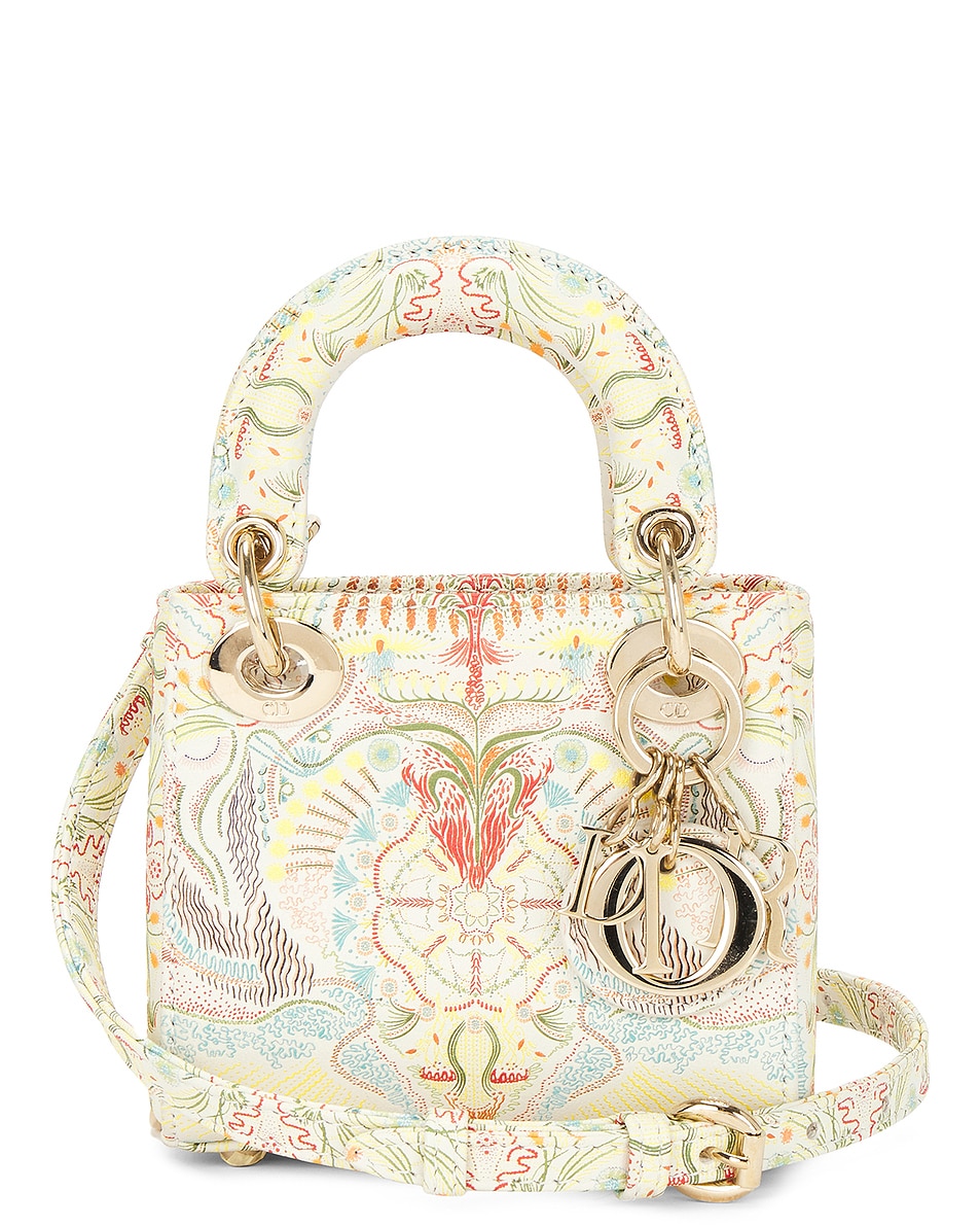 Image 1 of FWRD Renew Dior Embroidered Lady Dior Micro Handbag in Gold