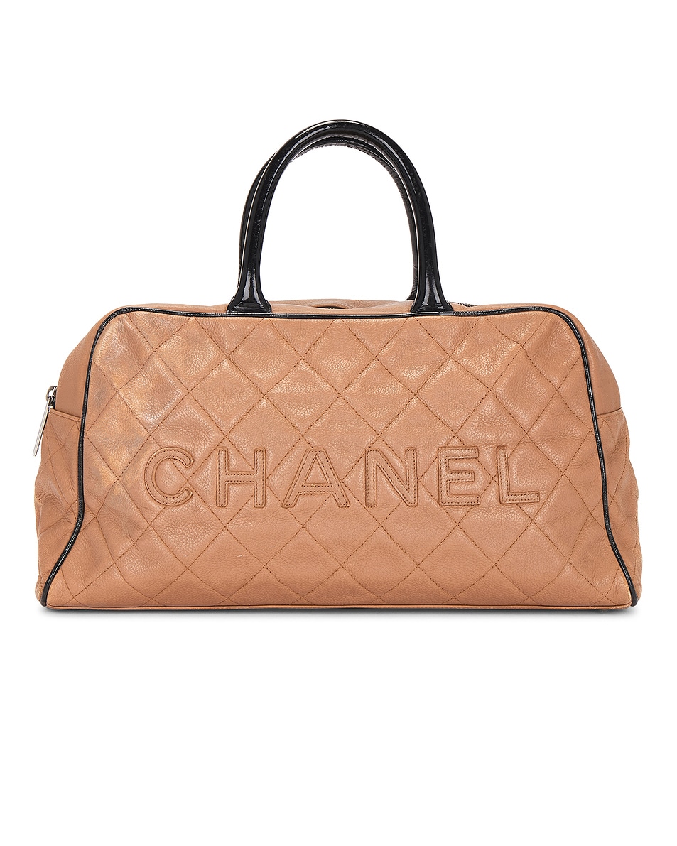 Image 1 of FWRD Renew Chanel Caviar Logo Bowling Bag in Beige