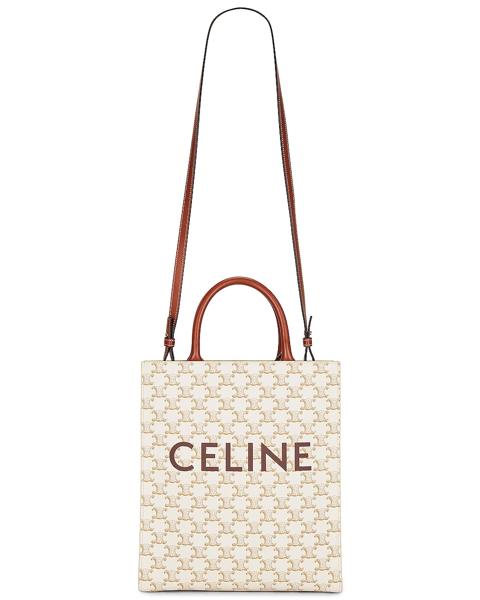 Image 1 of FWRD Renew Celine Triomphe Small Vertical Cabas Bag in White