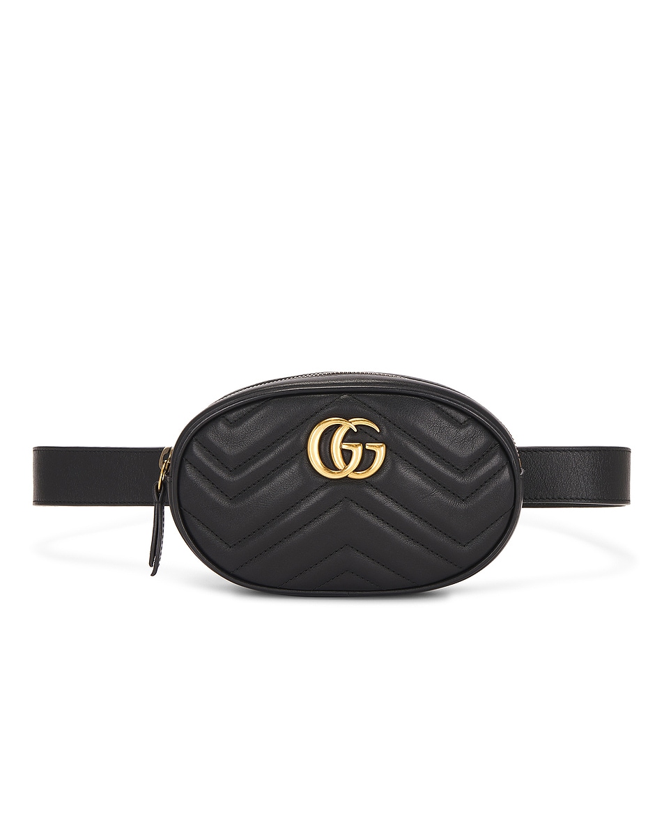 Image 1 of FWRD Renew Gucci GG Marmont Waist Bag in Black