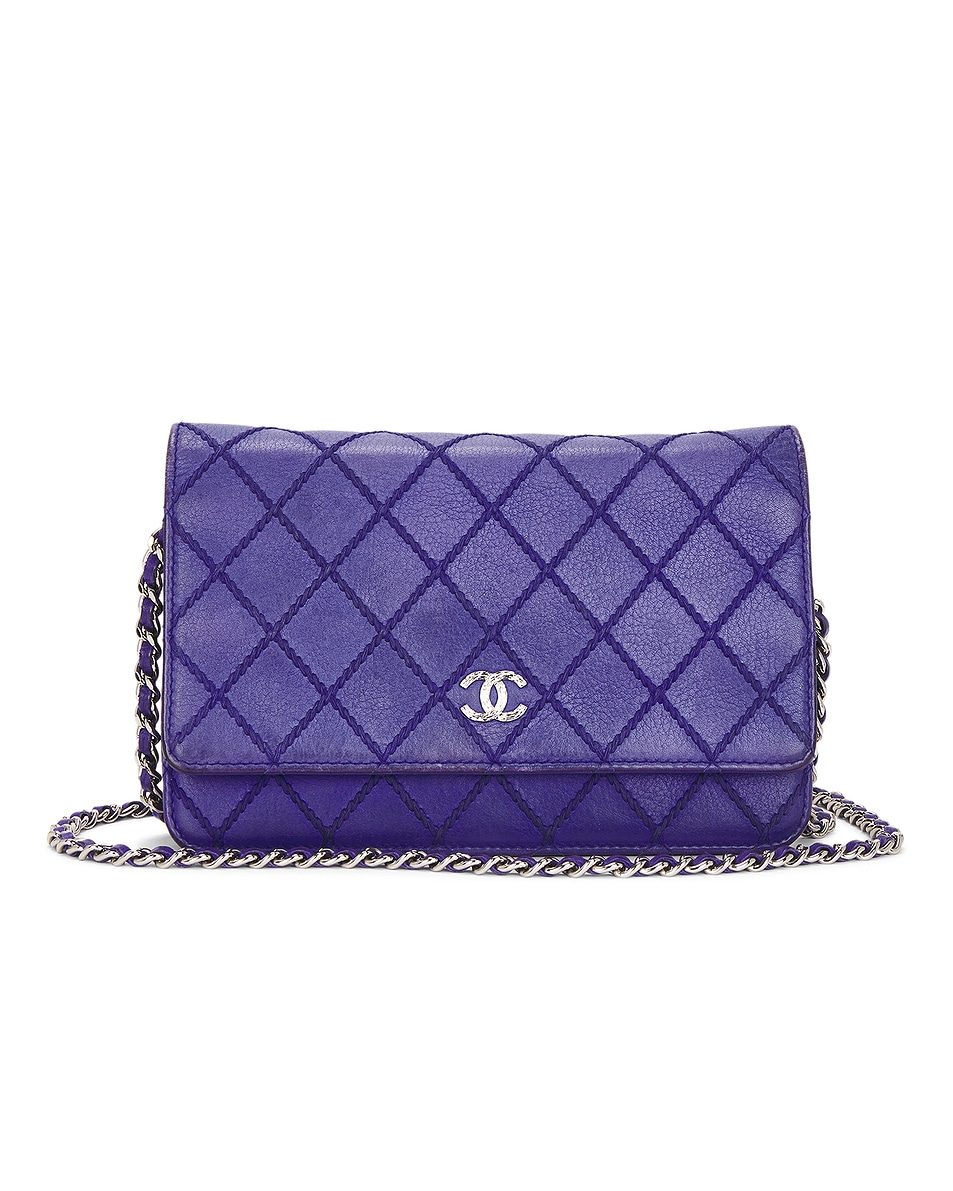 Image 1 of FWRD Renew Chanel Calfskin Wallet On Chain in Blue
