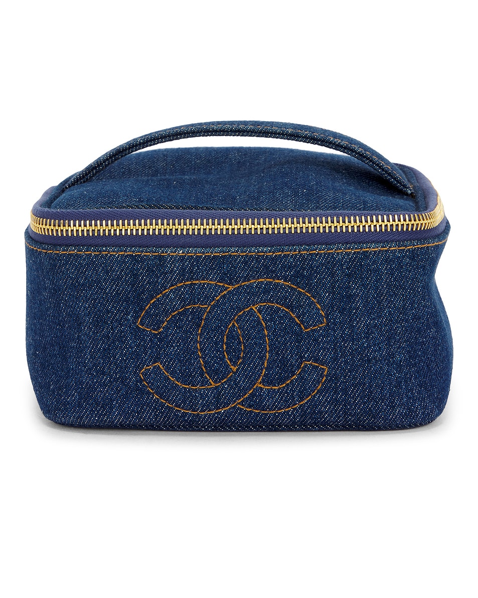 Image 1 of FWRD Renew Chanel Denim Vanity Case in Blue