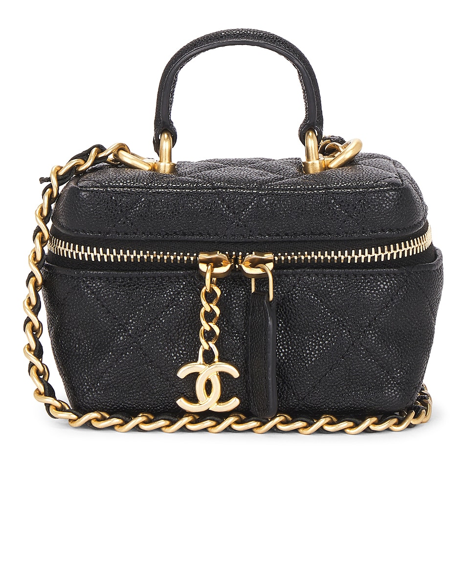 Image 1 of FWRD Renew Chanel Caviar Mini Vanity Case in Black