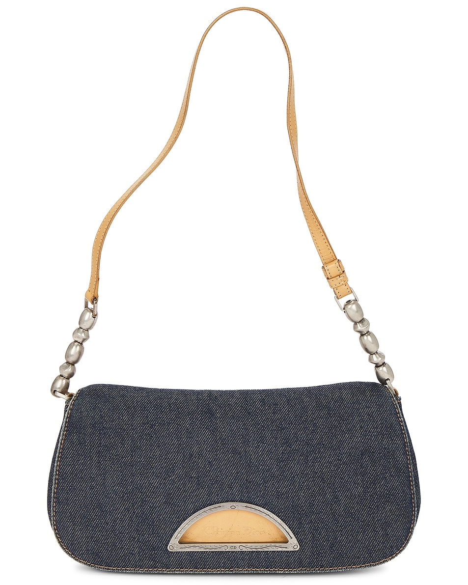 Image 1 of FWRD Renew Dior Denim Christian Maris Pearl Shoulder Bag in Blue