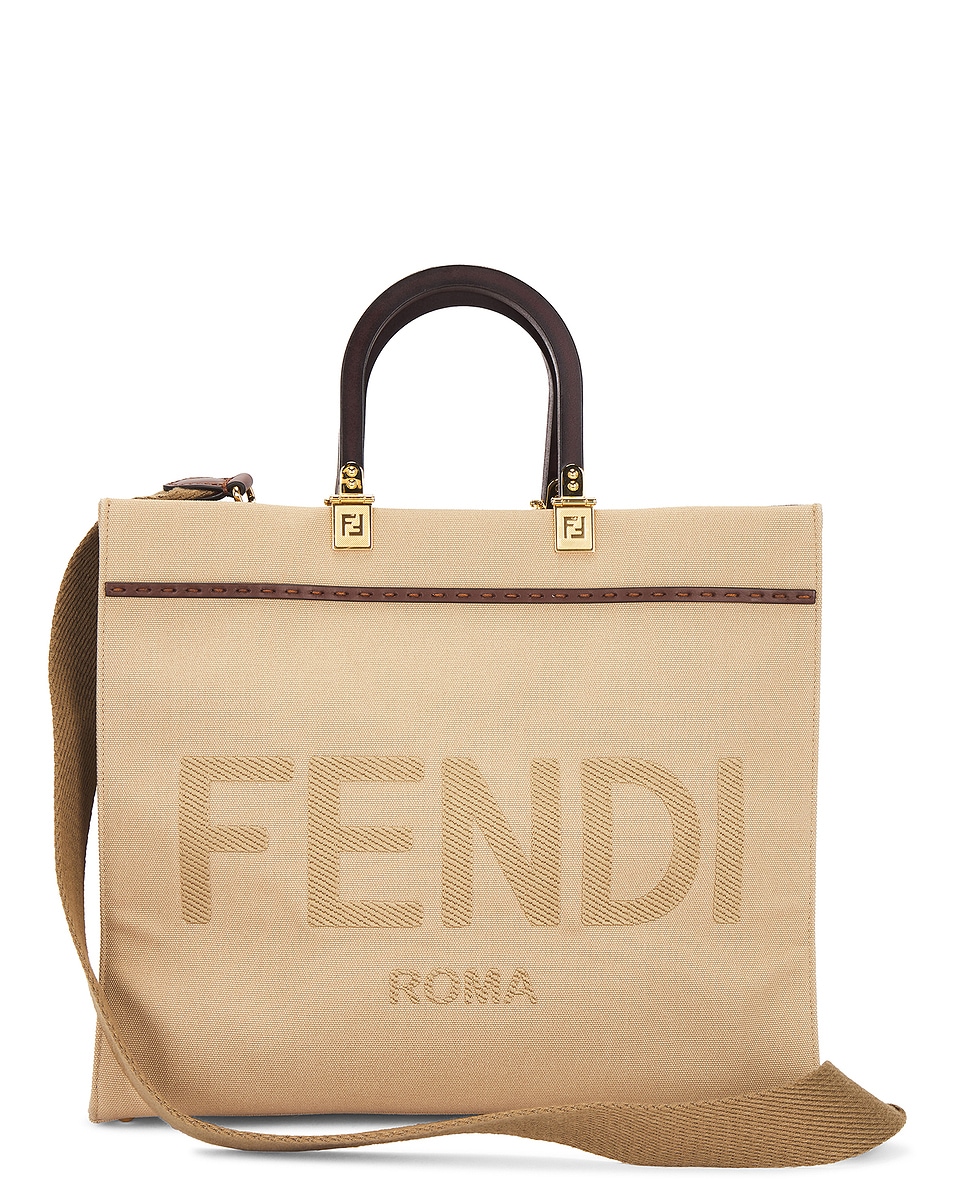 Image 1 of FWRD Renew Fendi Sunshine Shopper Tote Bag in Beige