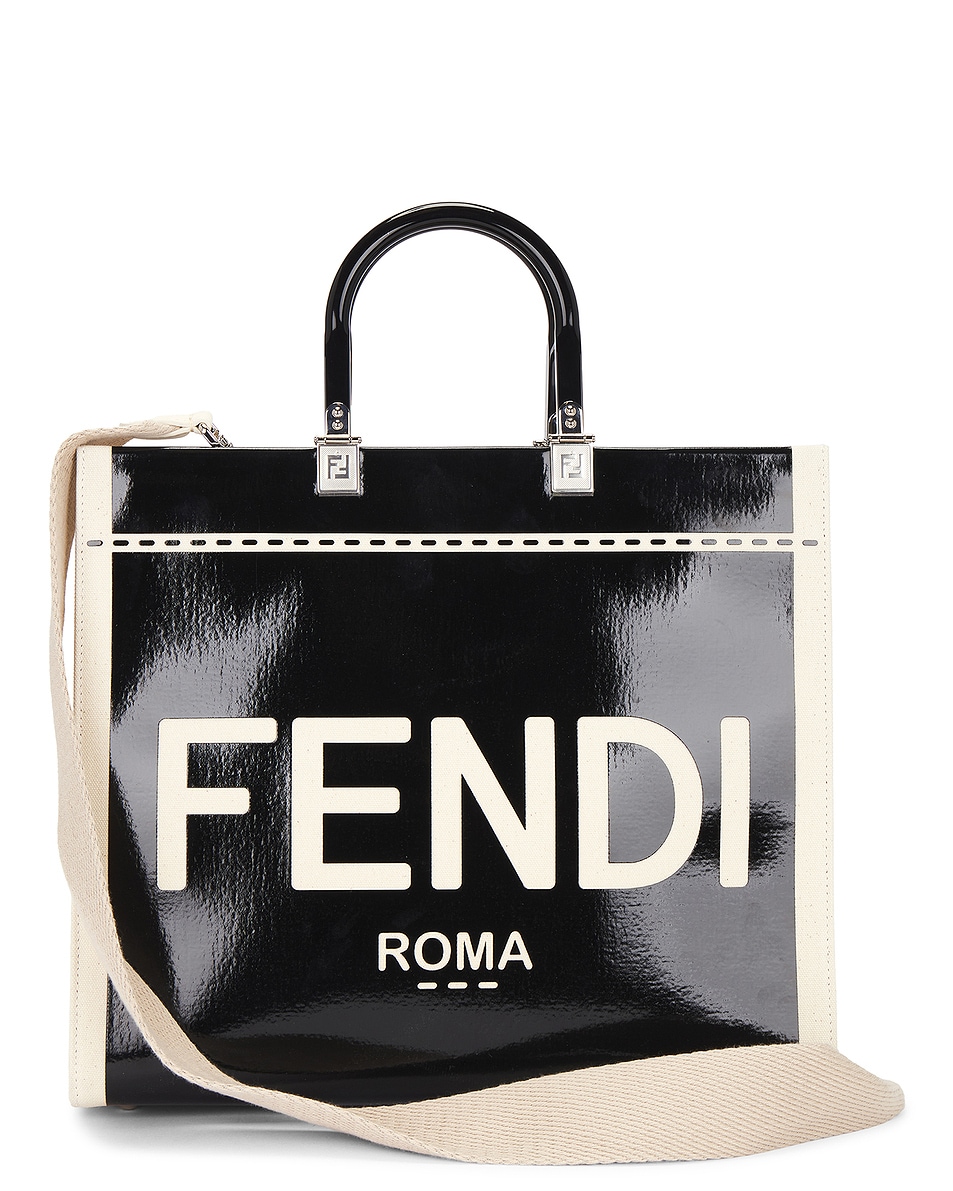 Image 1 of FWRD Renew Fendi Sunshine Shopper Tote Bag in Black