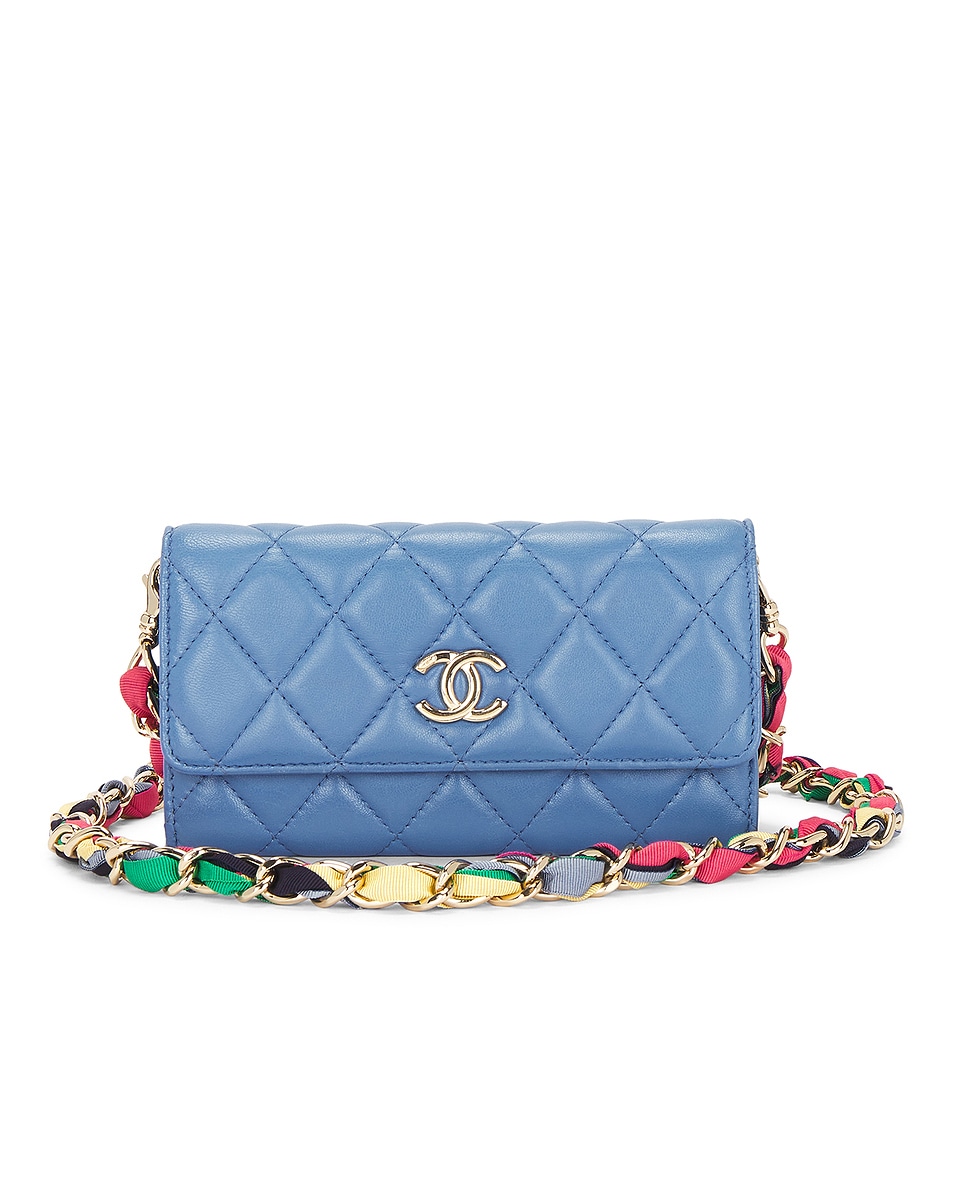 Image 1 of FWRD Renew Chanel Lambskin Wallet On Chain in Blue