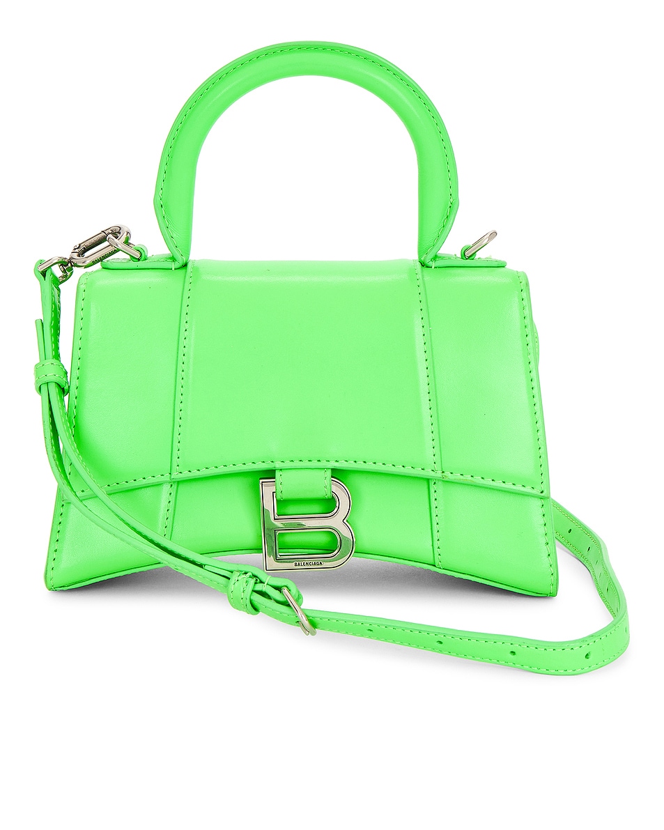 Image 1 of FWRD Renew Balenciaga Extra Small Hourglass Top Handle Bag in Acid Green