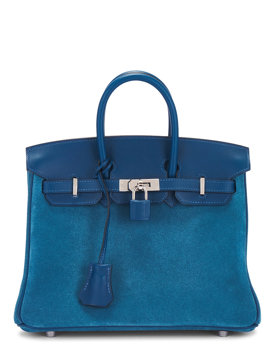 Image 1 of FWRD Renew Hermes Swift Grizzly Birkin Retourne 25 Handbag in Grizzly Blue