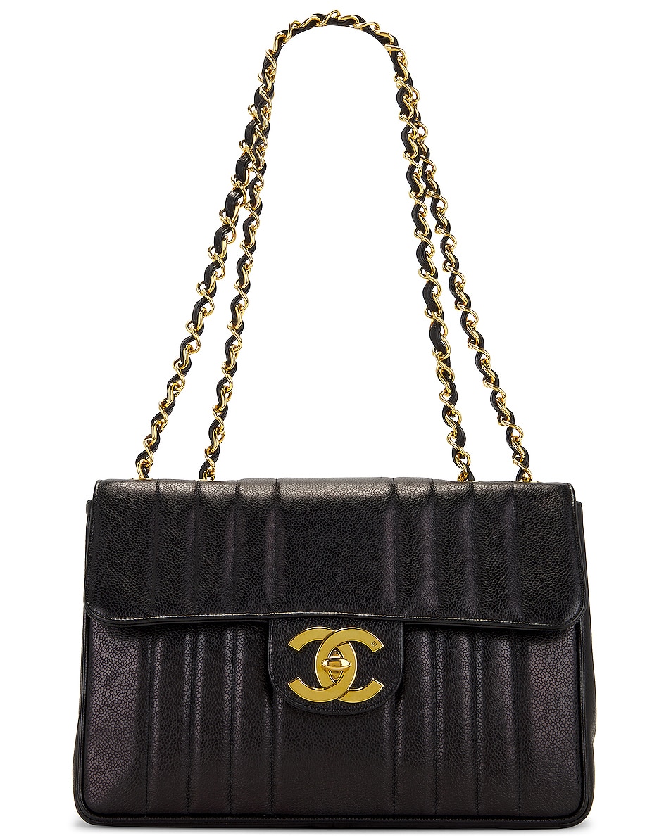 Image 1 of FWRD Renew Chanel Jumbo Mademoiselle Single Flap Shoulder Bag in Black