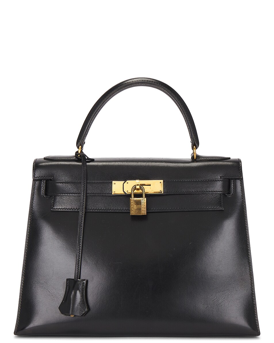 Image 1 of FWRD Renew Hermes 1988 Box Kelly Sellier 28 Handbag in Black