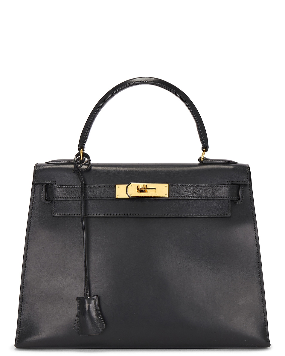 Image 1 of FWRD Renew Hermes 1986 Box Kelly Sellier 28 Handbag in Black