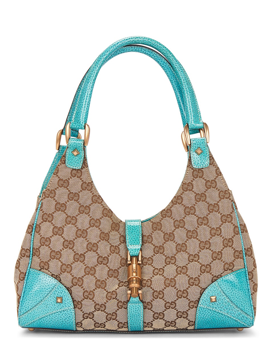 Image 1 of FWRD Renew Gucci Nailhead Bardot Hobo Bag in Beige