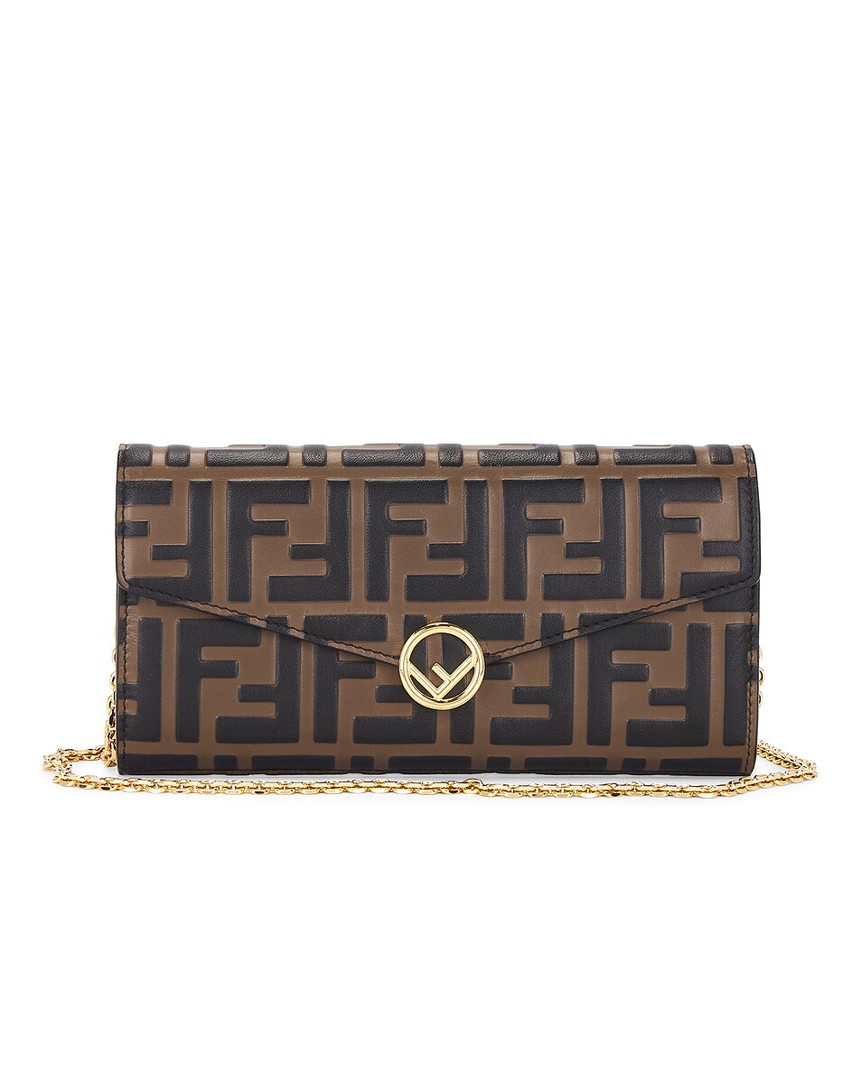 Image 1 of FWRD Renew Fendi Zucca F Is Wallet On Chain in Brown