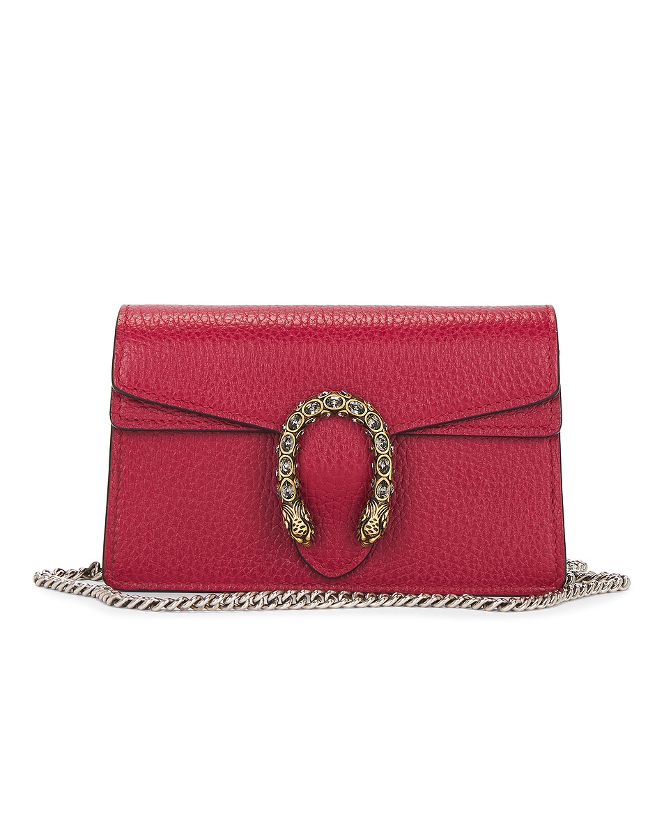 Image 1 of FWRD Renew Gucci Dionysus Super Mini Shoulder Bag in Red