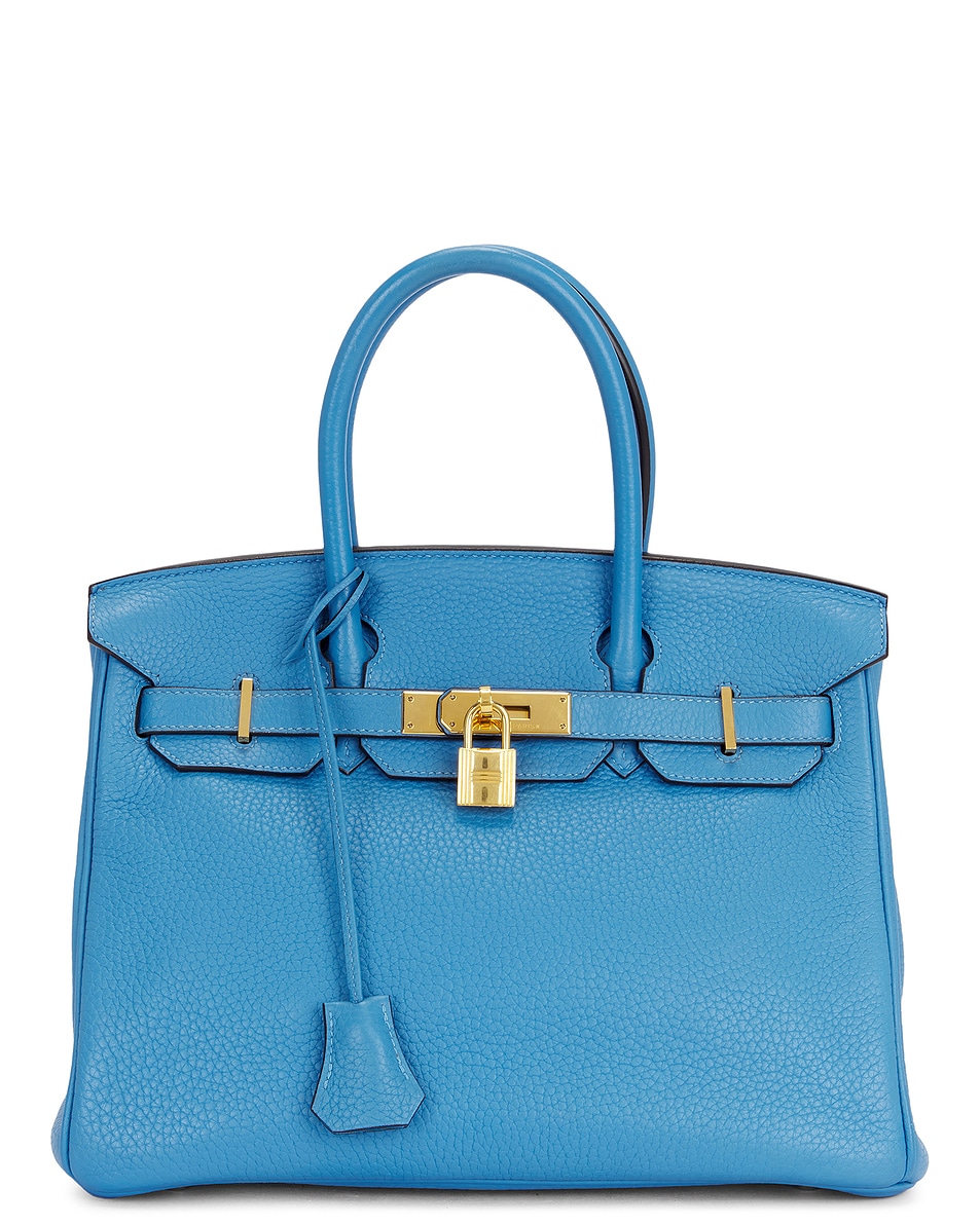 Image 1 of FWRD Renew Hermes Taurillon Clemence Birkin 30 Handbag in Bleu Paradis