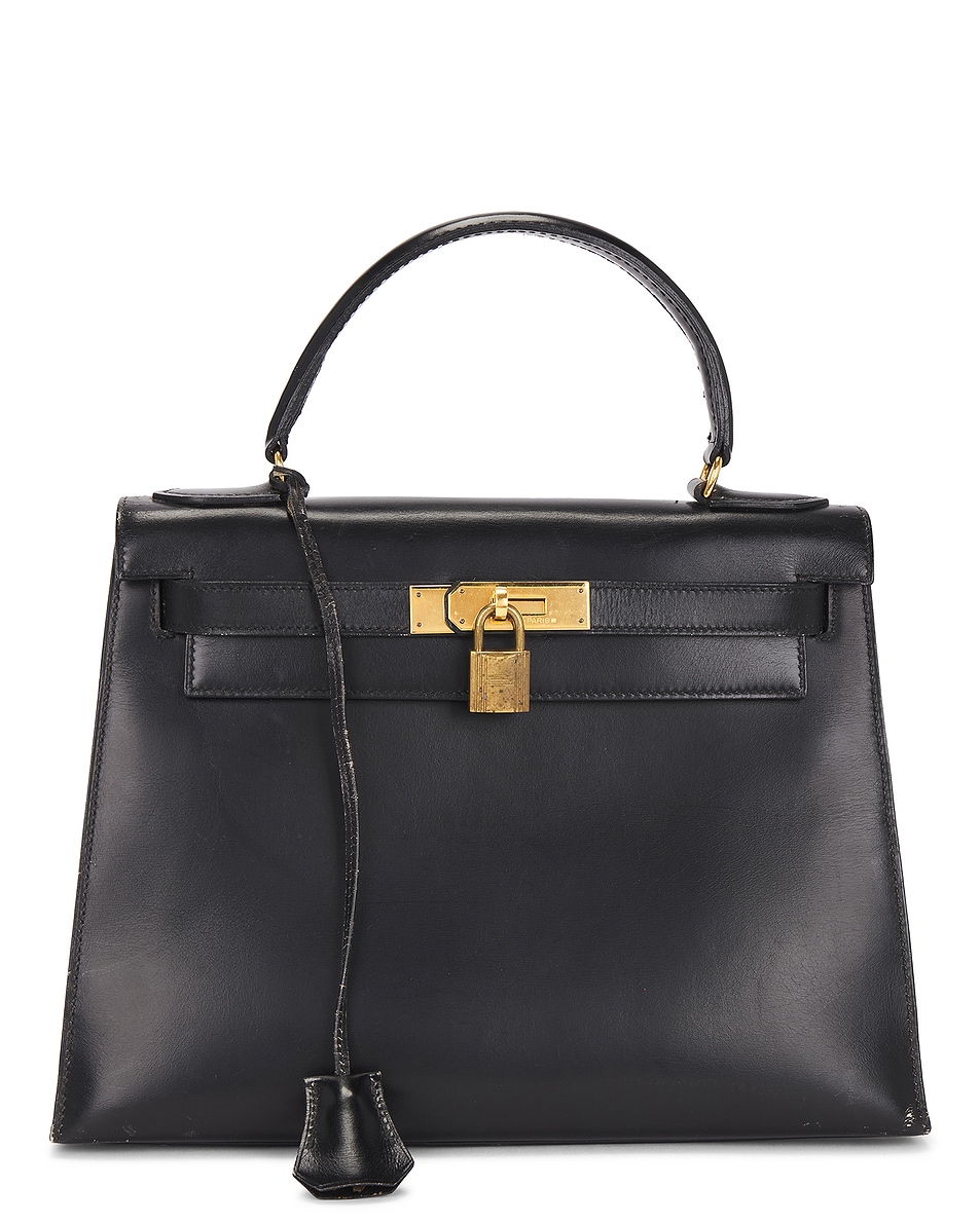 Image 1 of FWRD Renew Hermes 1987 Box Kelly 28 Handbag in Black