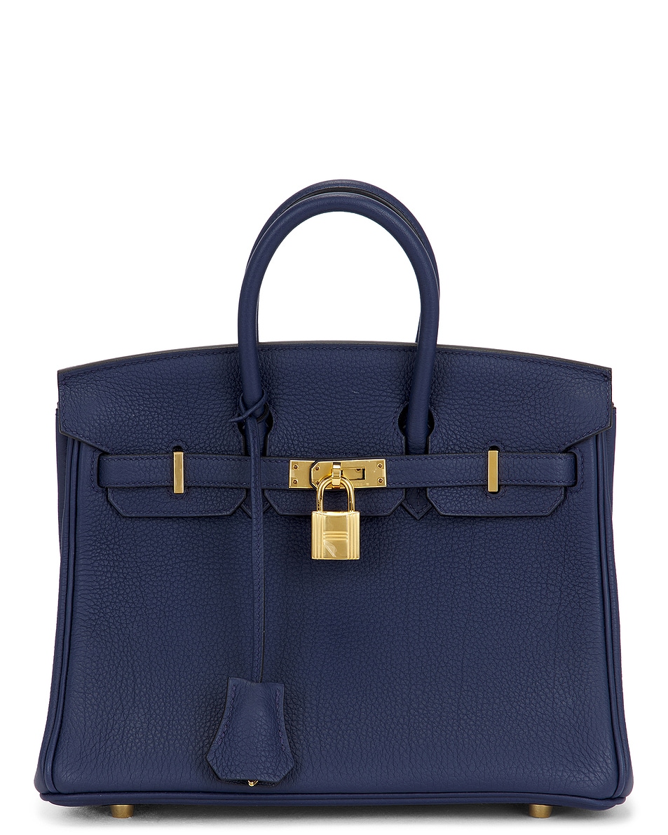 Image 1 of FWRD Renew Hermes Togo Birkin 25 Handbag in Bleu De Prusse