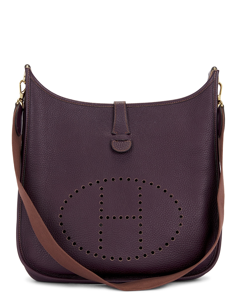 Image 1 of FWRD Renew Hermes Taurillon Clemence Evelyne GM Shoulder Bag in Purple