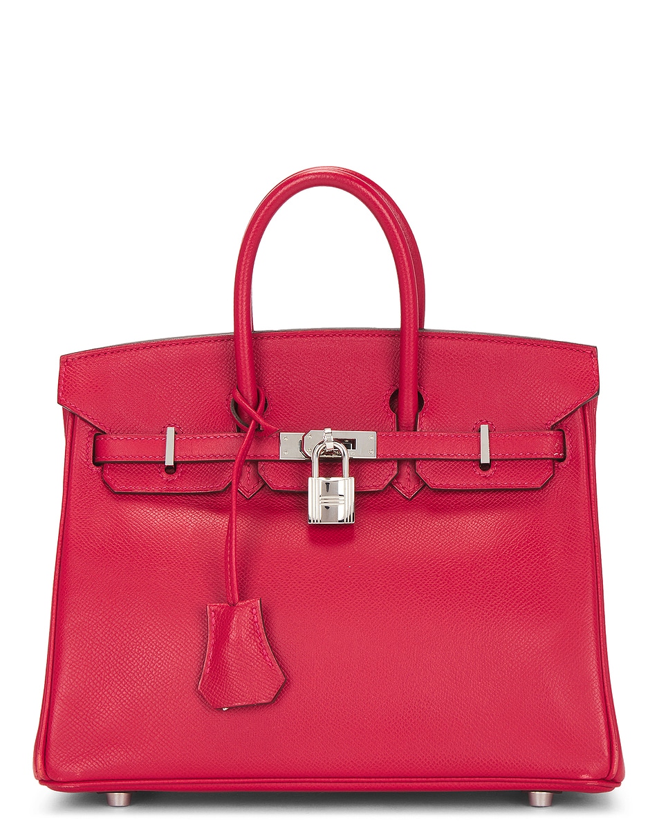Image 1 of FWRD Renew Hermes Veau Epsom Birkin 25 Handbag in Rouge Casaque