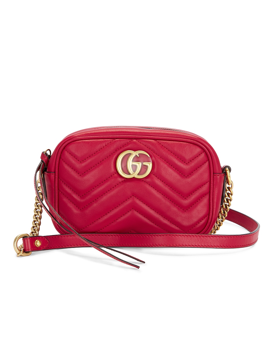 Image 1 of FWRD Renew Gucci Mini GG Marmont Shoulder Bag in Red