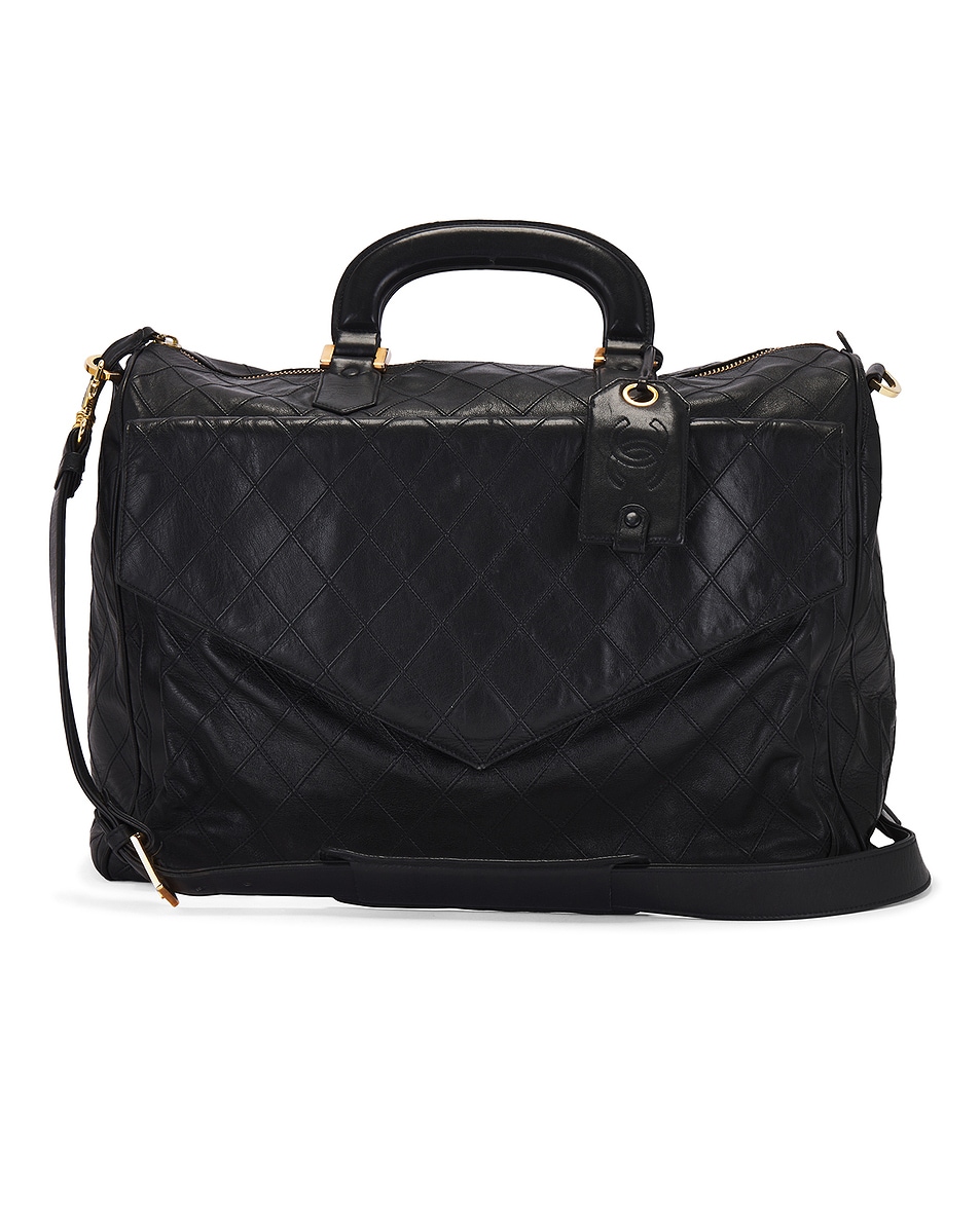 Image 1 of FWRD Renew Chanel Lambskin Boston Bag in Black