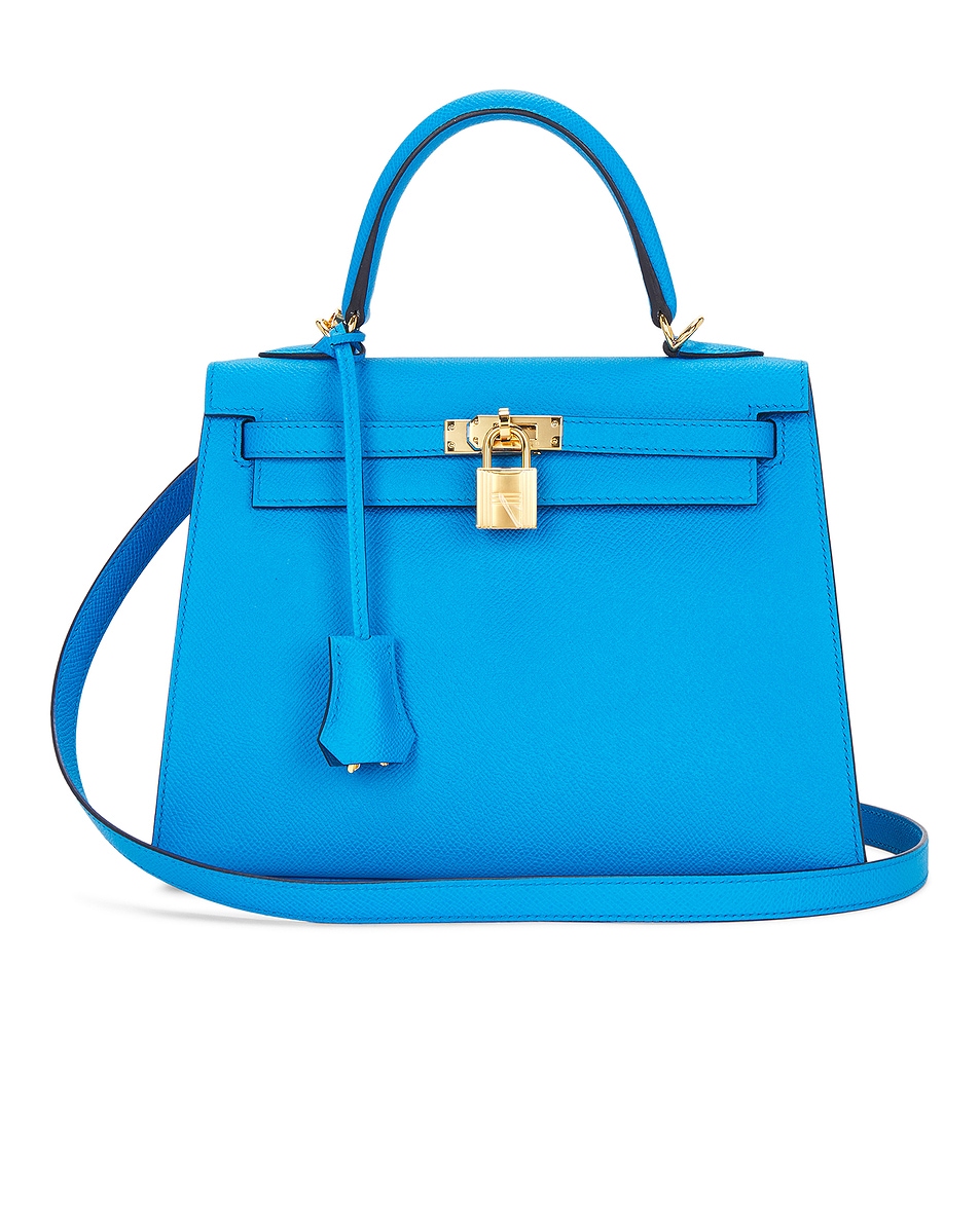 Image 1 of FWRD Renew Hermes Epsom Kelly Sellier 25 Handbag in Bleu Frida