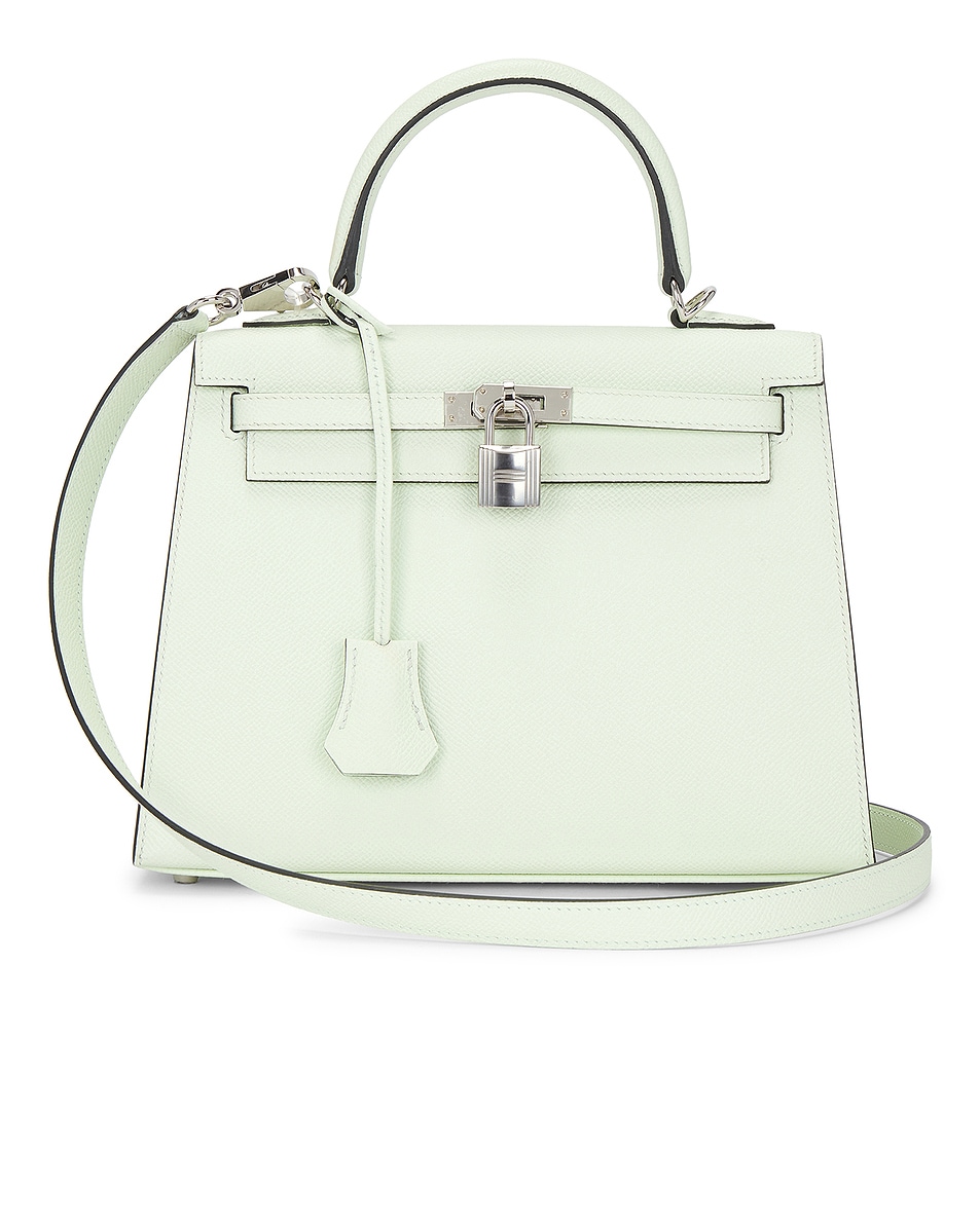 Image 1 of FWRD Renew Hermes Epsom Kelly Sellier 25 Handbag in Vert Fizz