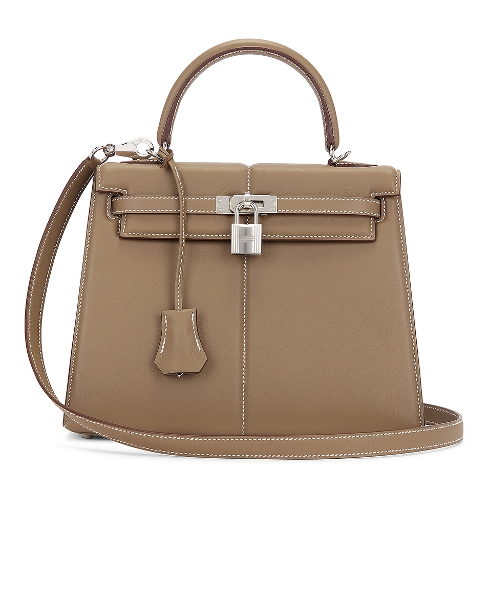 Image 1 of FWRD Renew Hermes Swift Kelly Padded Sellier 25 Handbag in Etoupe