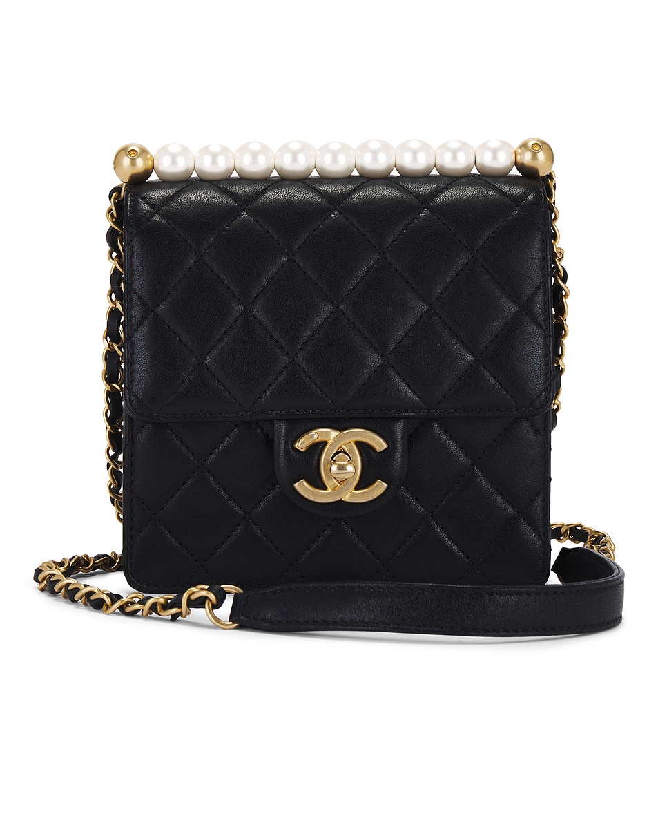 Image 1 of FWRD Renew Chanel Chic Pearls Flap Bag in Black