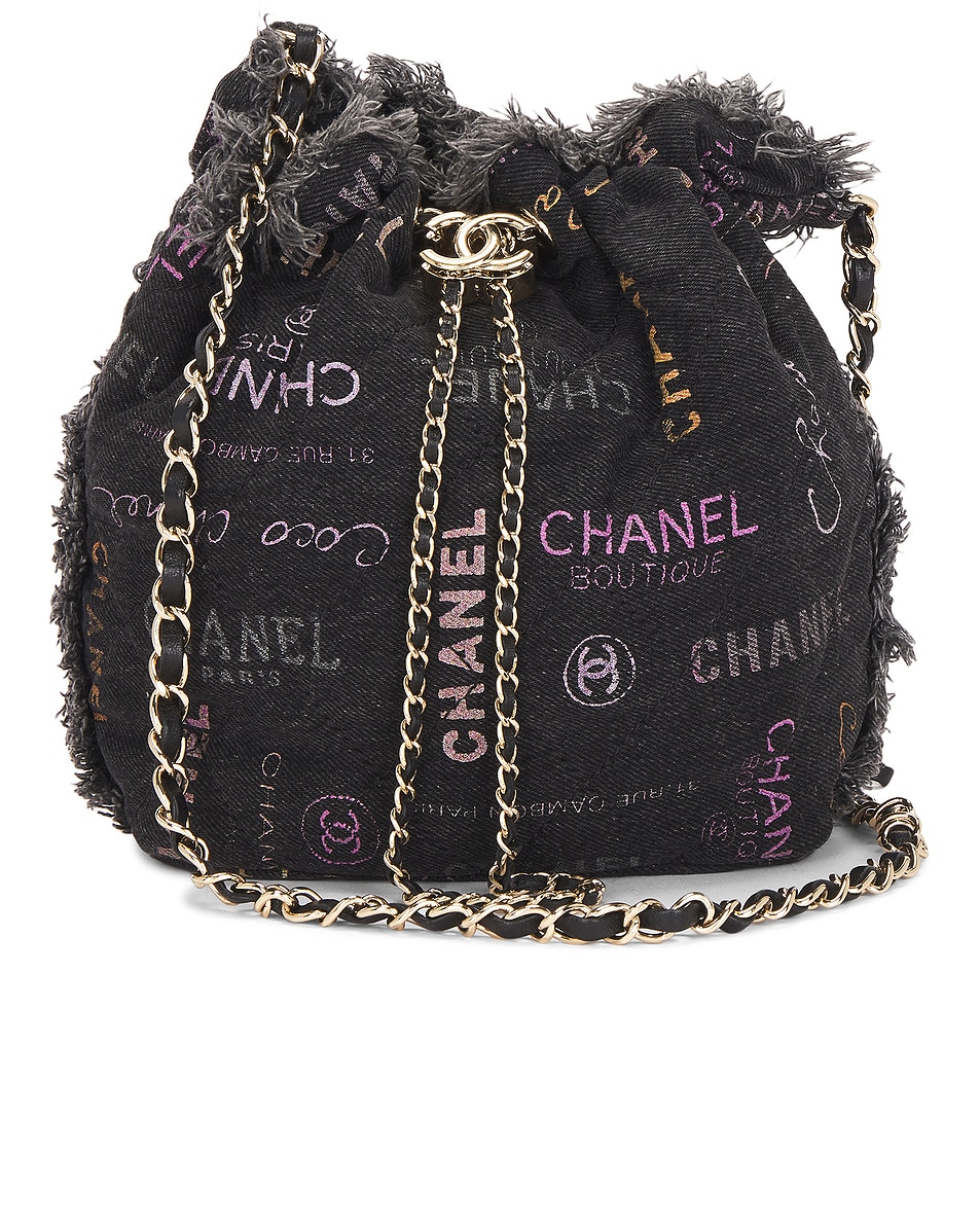 Image 1 of FWRD Renew Chanel Denim Small Bucket Bag in Black
