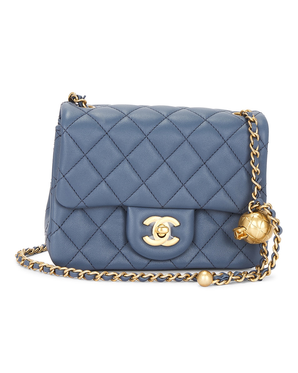 Image 1 of FWRD Renew Chanel Lambskin Mini Square Pearl Crush Flap Bag in Blue