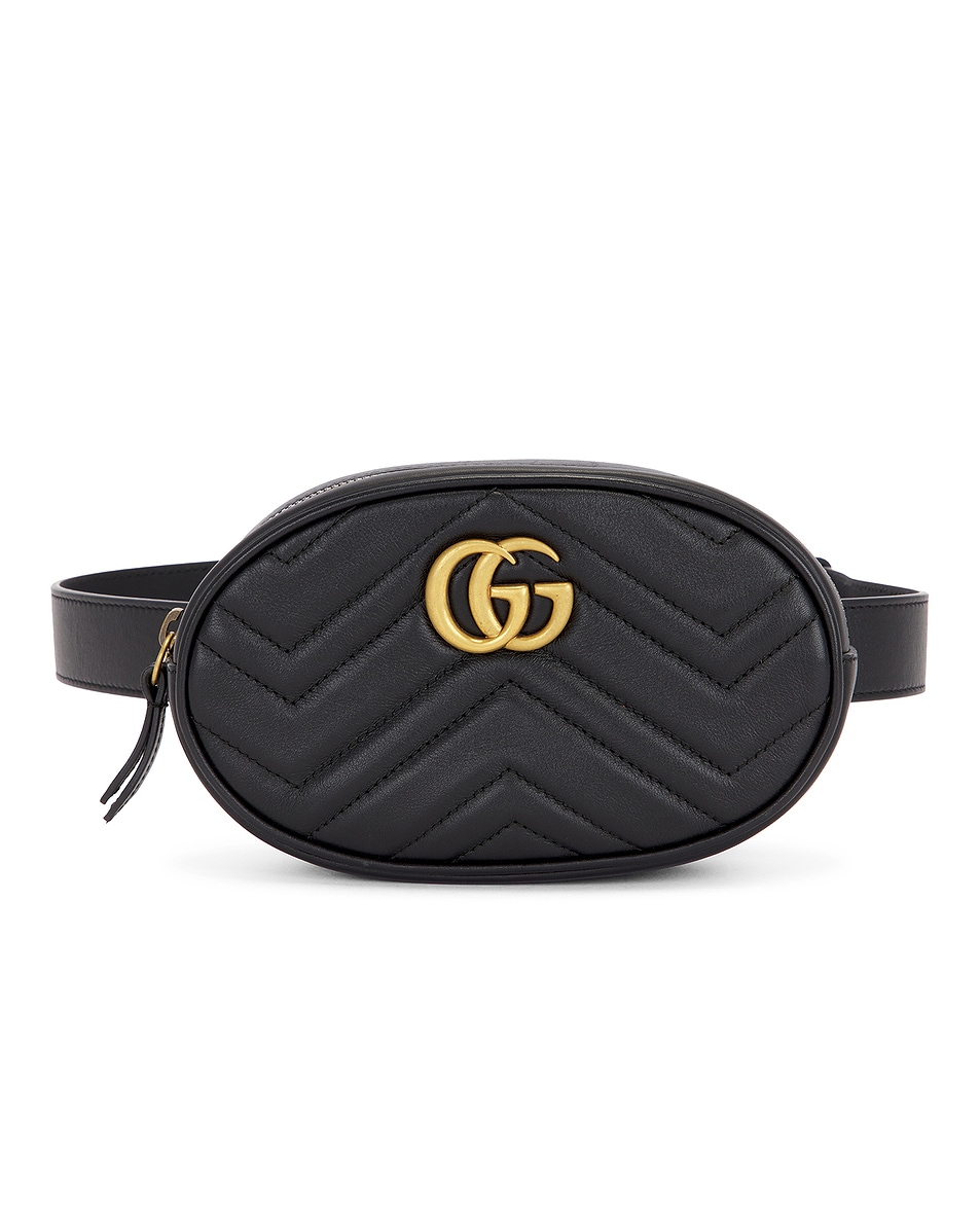 Image 1 of FWRD Renew Gucci GG Marmont Belt Bag in Black