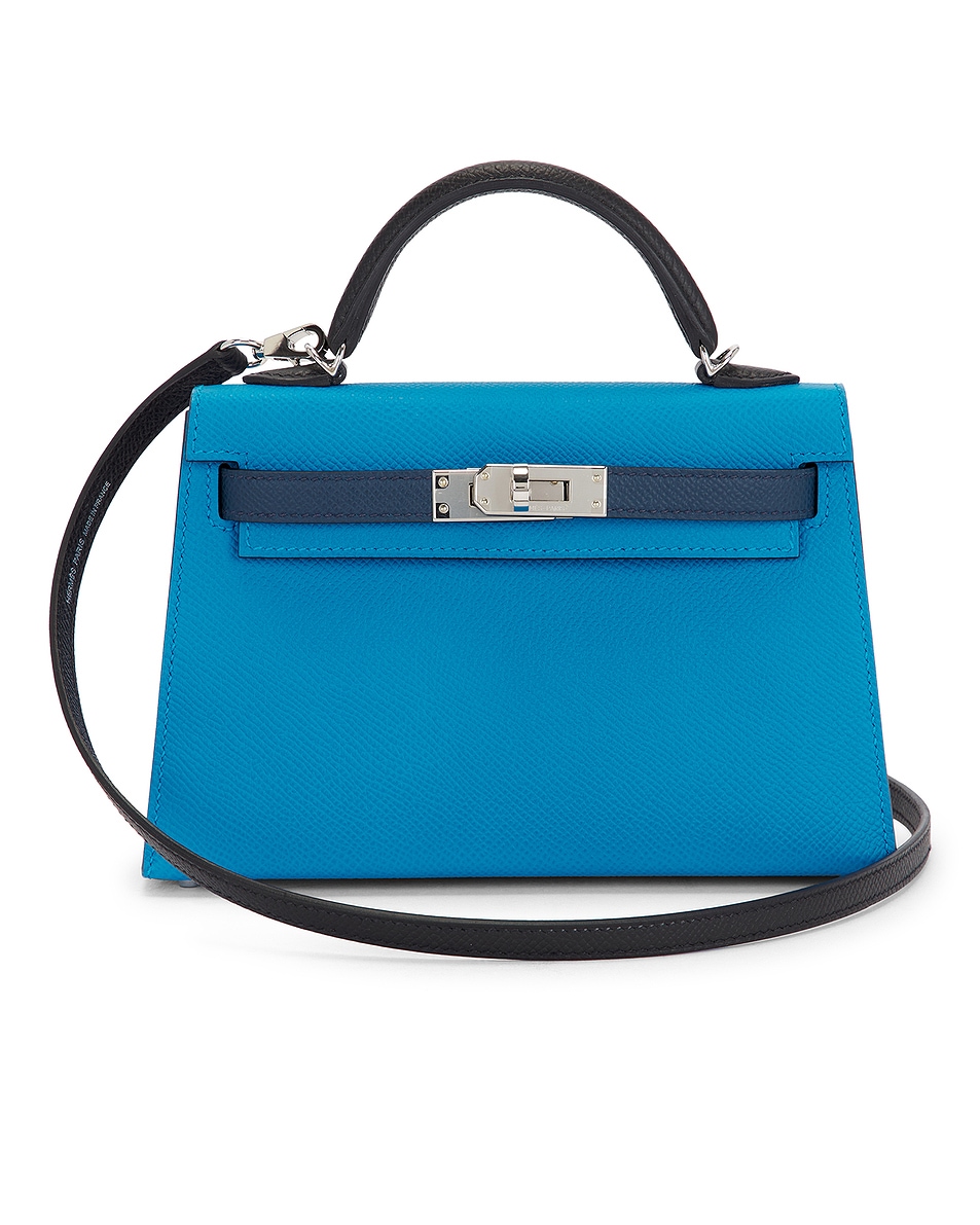 Image 1 of FWRD Renew Hermes Epsom Kelly 20 Handbag in Bleu Saphir, Black, & Bleu France