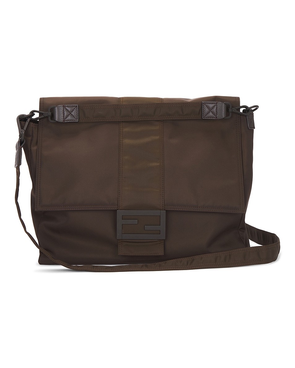 Image 1 of FWRD Renew Fendi Econyl Nylon Cuoio Romano Baguette Shoulder Bag in Ebano