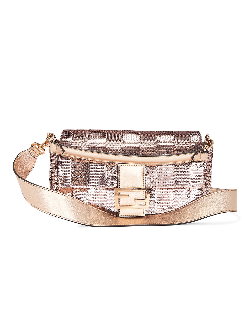 Image 1 of FWRD Renew Fendi Pequin Sequins Baguette NM Shoulder Bag in Pink