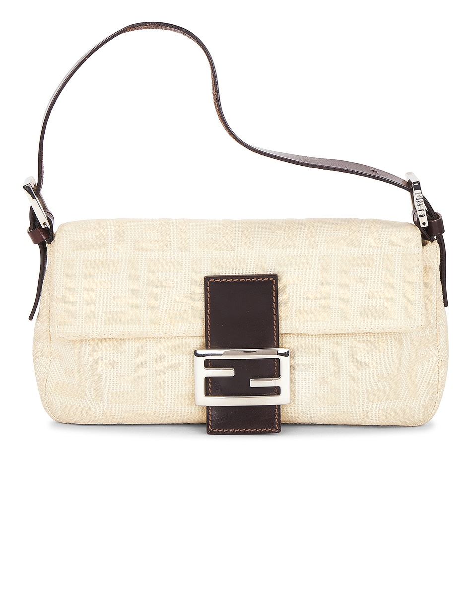 Image 1 of FWRD Renew Fendi Zucca Baguette Shoulder Bag in Ivory