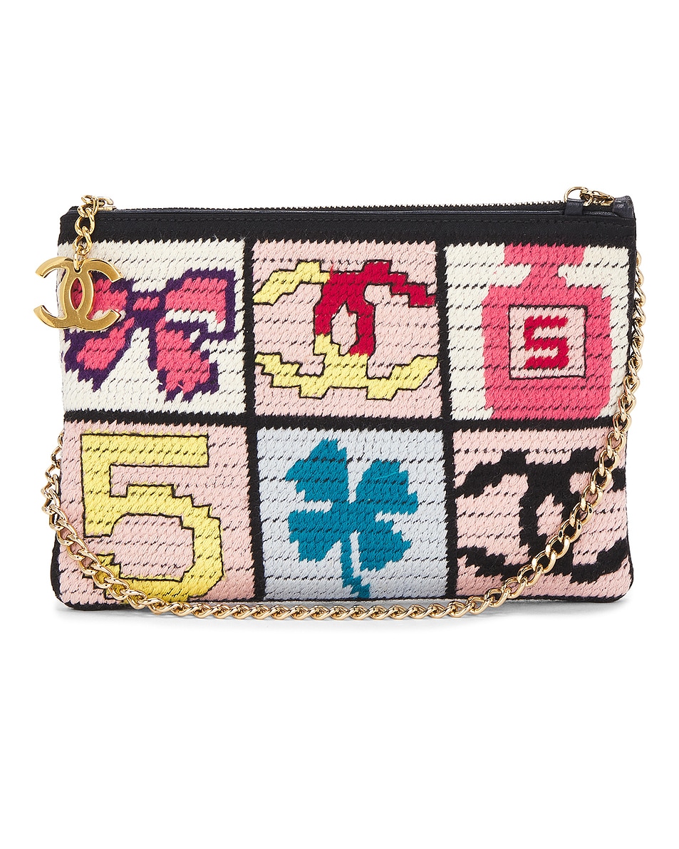Image 1 of FWRD Renew Chanel Precious Symbols Needlepoint Pochette Shoulder Bag in Multi