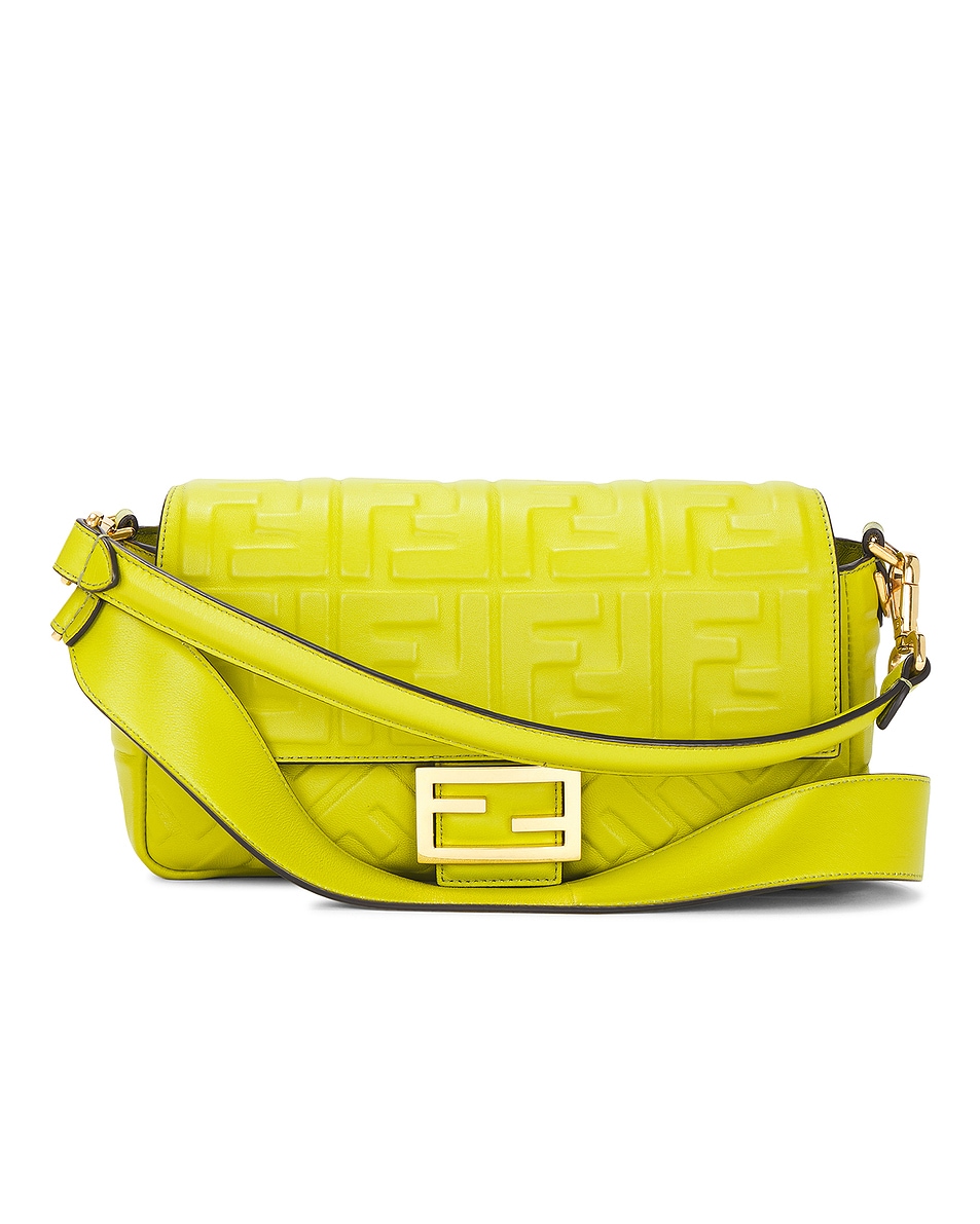 Image 1 of FWRD Renew Fendi Embossed FF Baguette Shoulder Bag in Green