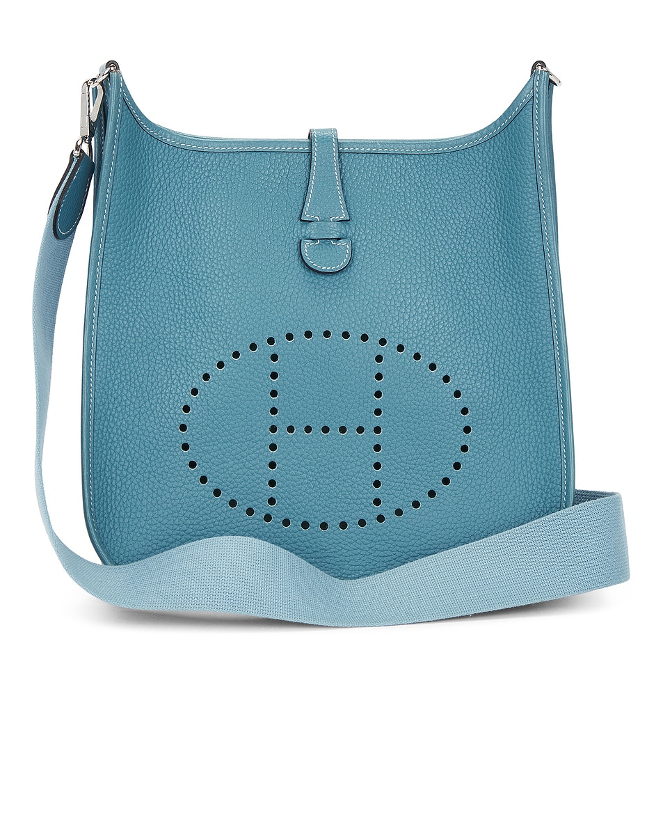 Image 1 of FWRD Renew Hermes Taurillon Clemence Evelyne I PM Shoulder Bag in Bleu Jean