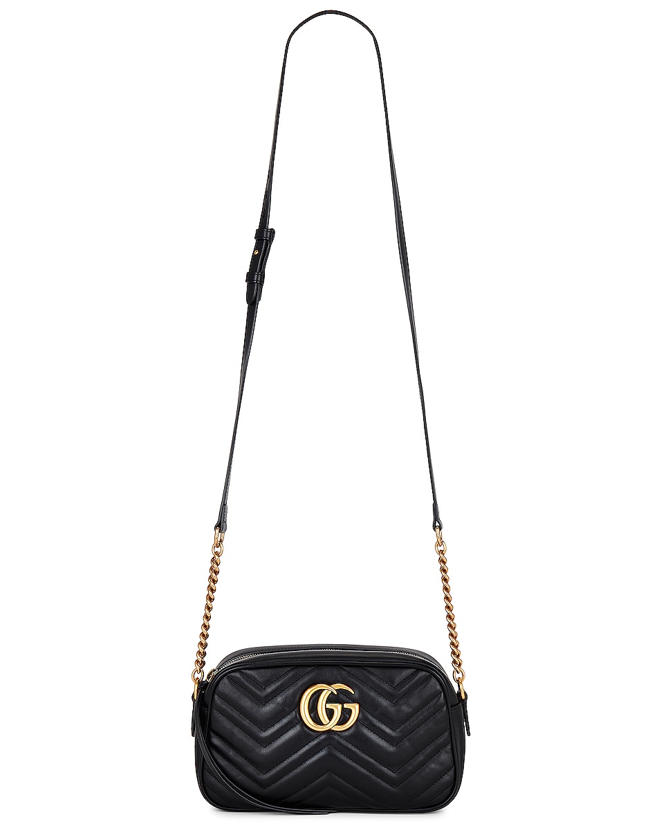 Image 1 of FWRD Renew Gucci GG Marmont Quilted Shoulder Bag in Black