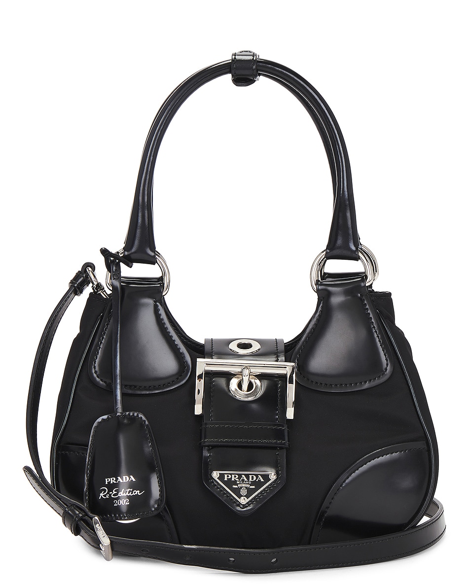 Image 1 of FWRD Renew Prada Re-Nylon Re-Edition 2002 Moon Shoulder Bag in Black