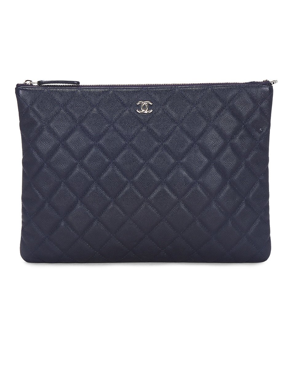Image 1 of FWRD Renew Chanel Caviar Clutch in Navy