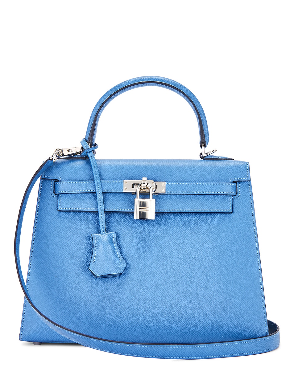 Image 1 of FWRD Renew Hermes Epsom Kelly Sellier 25 Handbag in Azur
