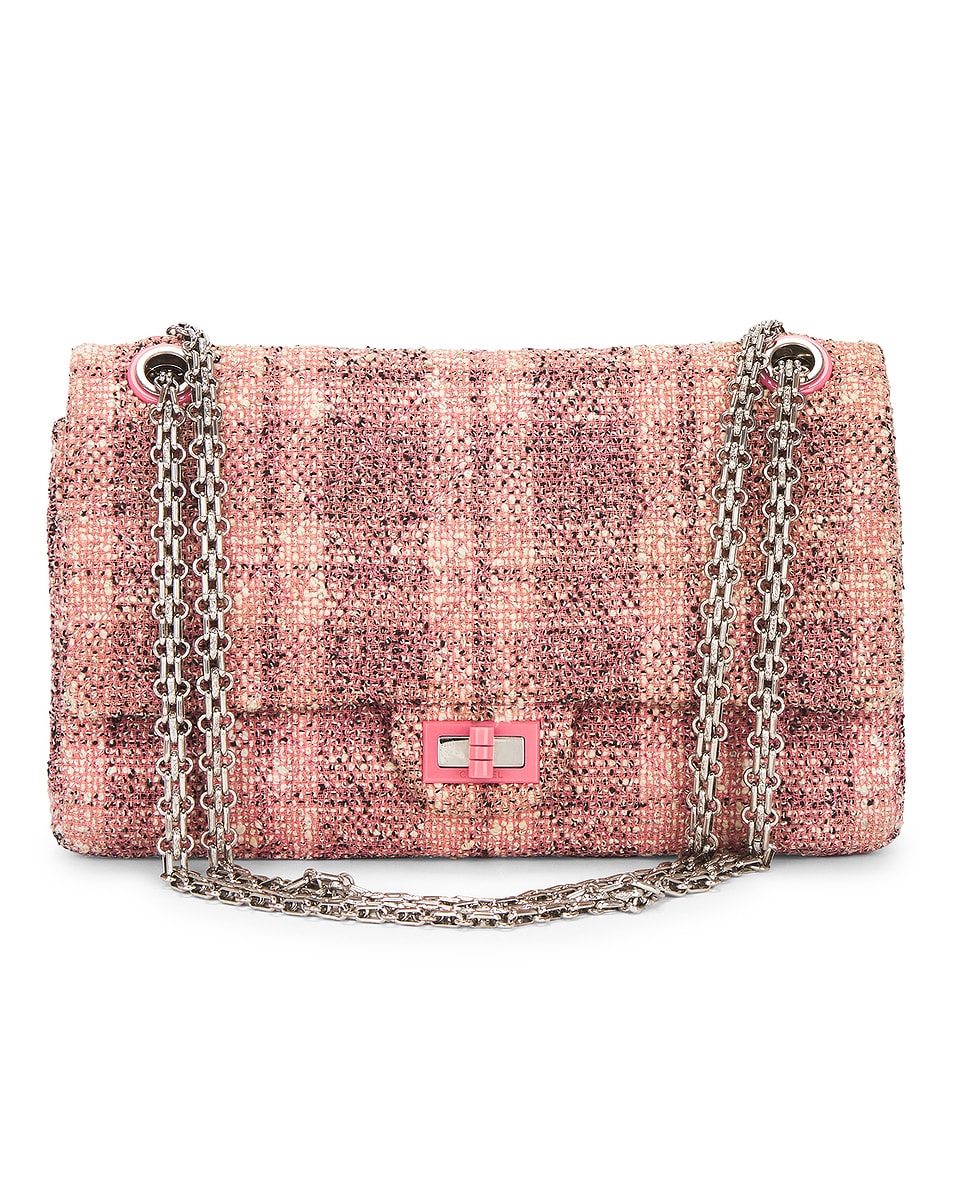 Image 1 of FWRD Renew Chanel Tweed 2.55 Reissue Flap Bag in Pink