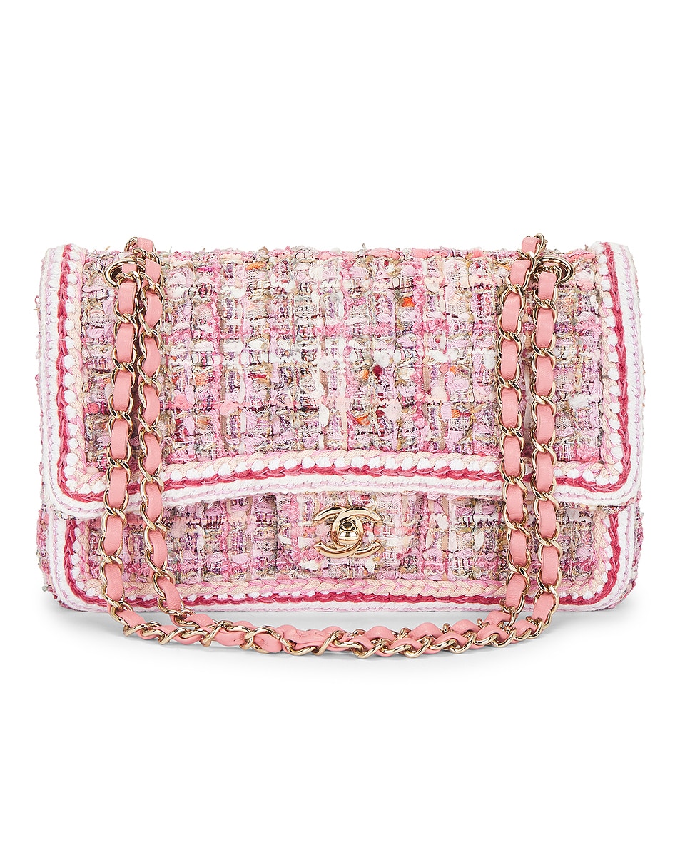 Image 1 of FWRD Renew Chanel Tweed Double Flap Bag in Pink
